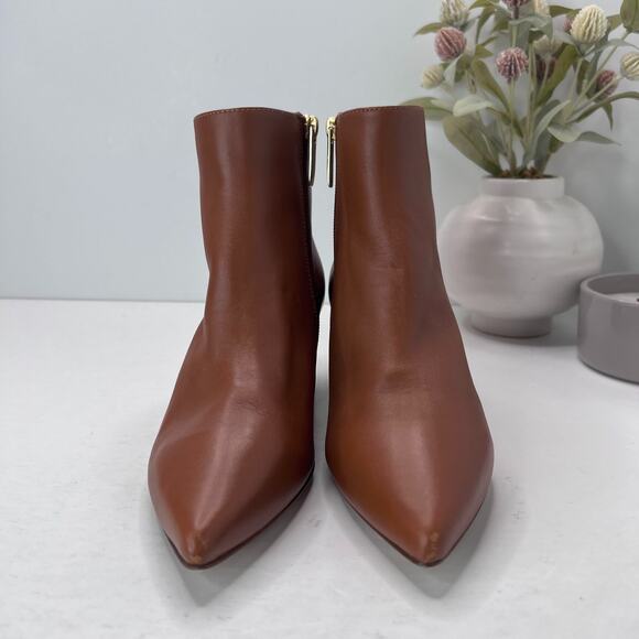 L'agence Jeanne II Leather Pointed Toe Bootie Luggage Brown Women's 7.5/EU 37.5 - Picture 2 of 11